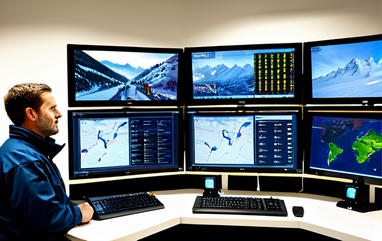 **
"A well-lit operations control room, displaying multiple monitors showing real-time data from a ski resort. A diverse team of professionals, fully clothed in appropriate work attire, are monitoring weather conditions, equipment status, and guest activity. The atmosphere is one of calm vigilance. Safe for work, appropriate content, professional, family-friendly, perfect anatomy, correct proportions, natural pose, high quality."
**