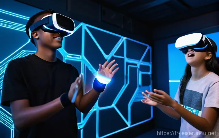 레저산업기사 시험 과목 분석 - Image Prompt 1: Futuristic VR Escape Game Team**