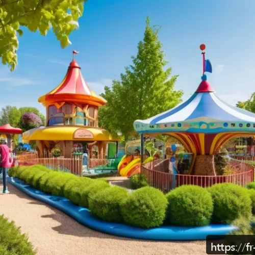레저산업 실무와 국제 인증 - A modern family-friendly amusement park in France during a sunny day, featuring clean, well-maintain...